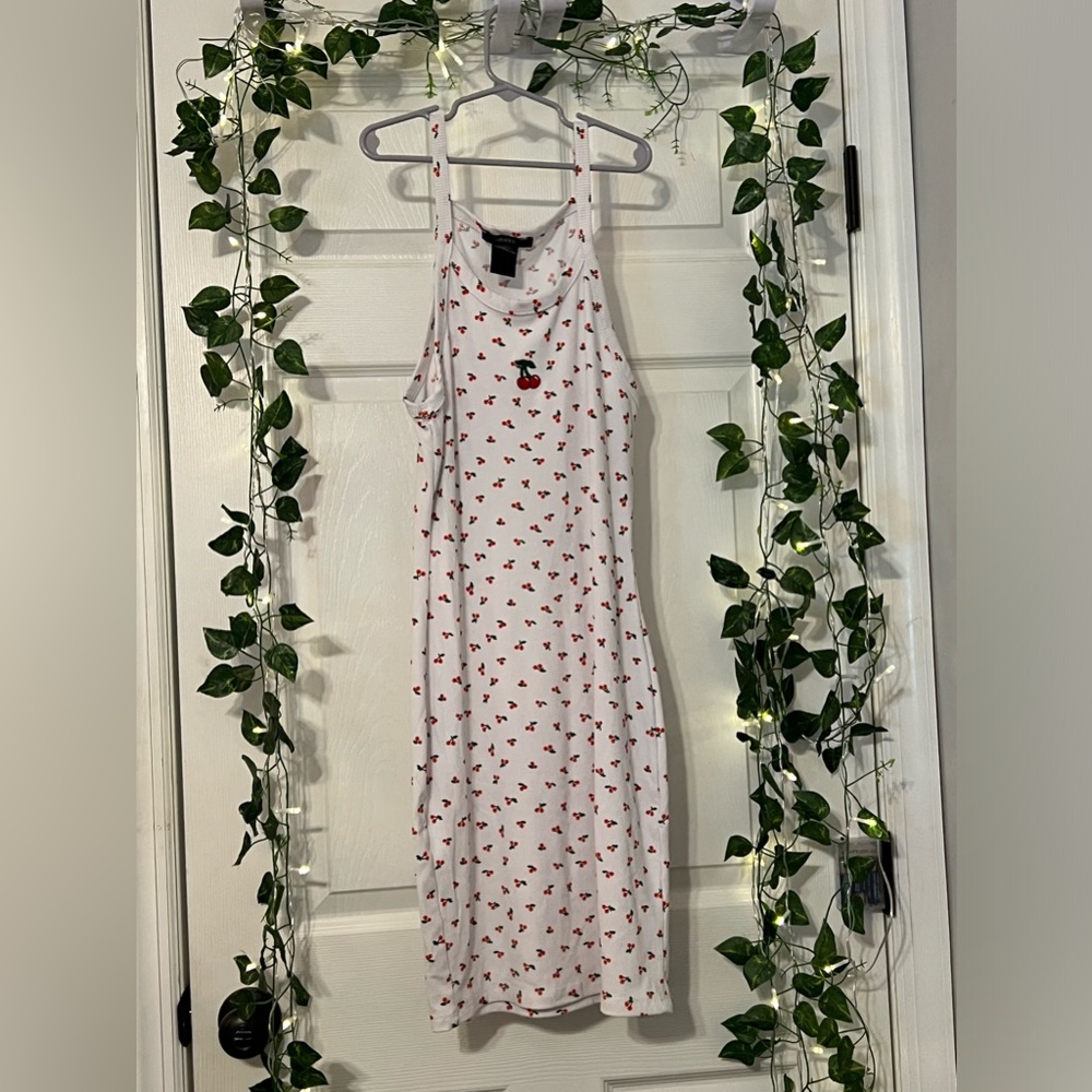 Forever 21 Cherry Pattern High Neck Sleeveless Dress Size Medium